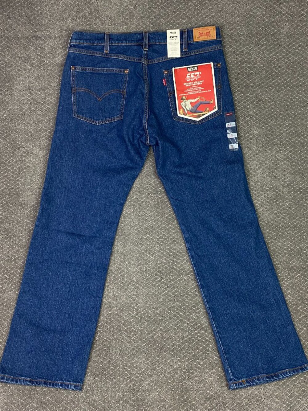 Levi's 557 Western Straight Jeans Mens 36x32 Blue Cowboy Stretch Fits over Boot